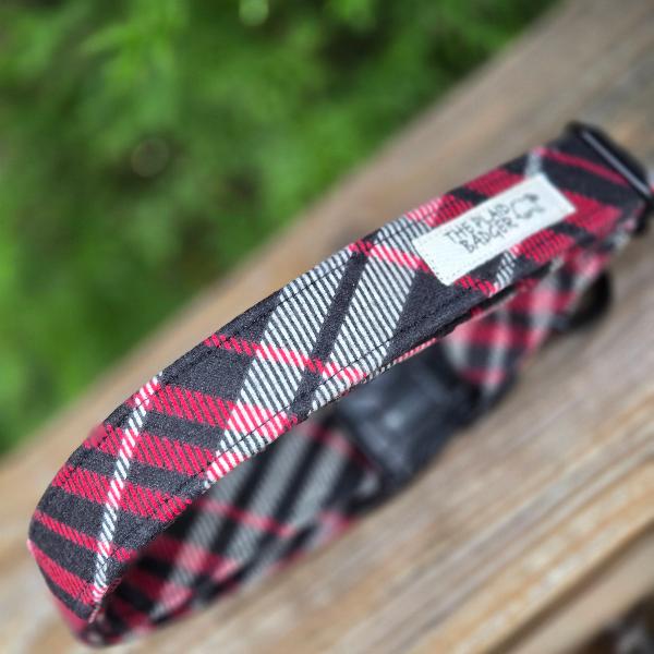 Black and Red Plaid Dog Collar