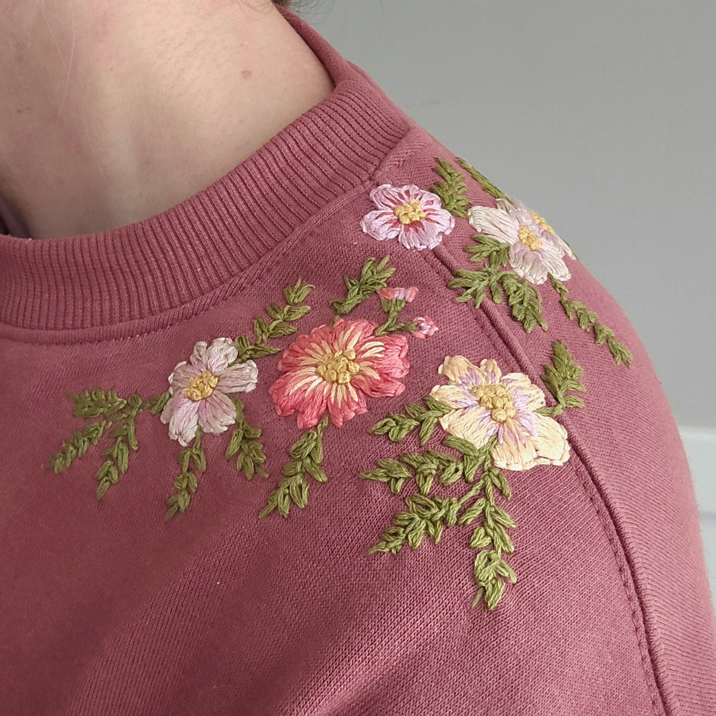 Hand Embroidered Floral Sweatshirt