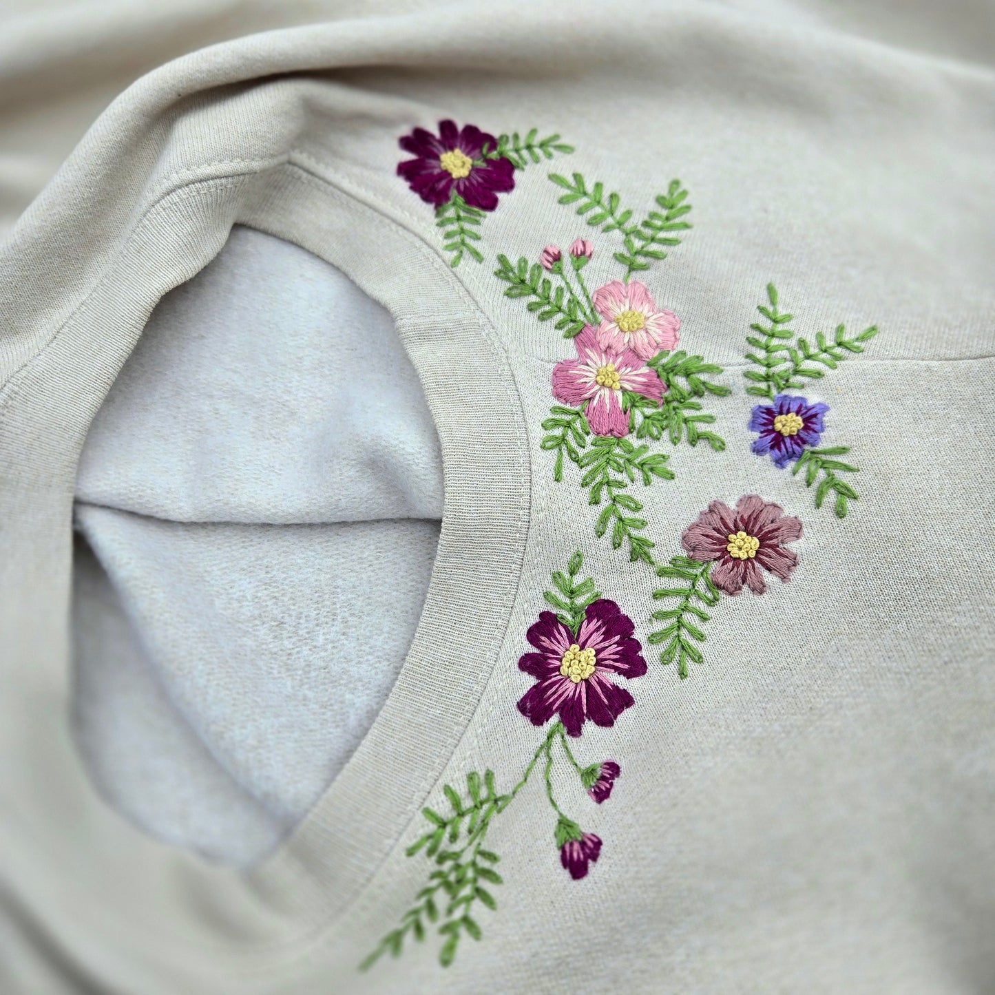 Hand Embroidered Floral Sweatshirt