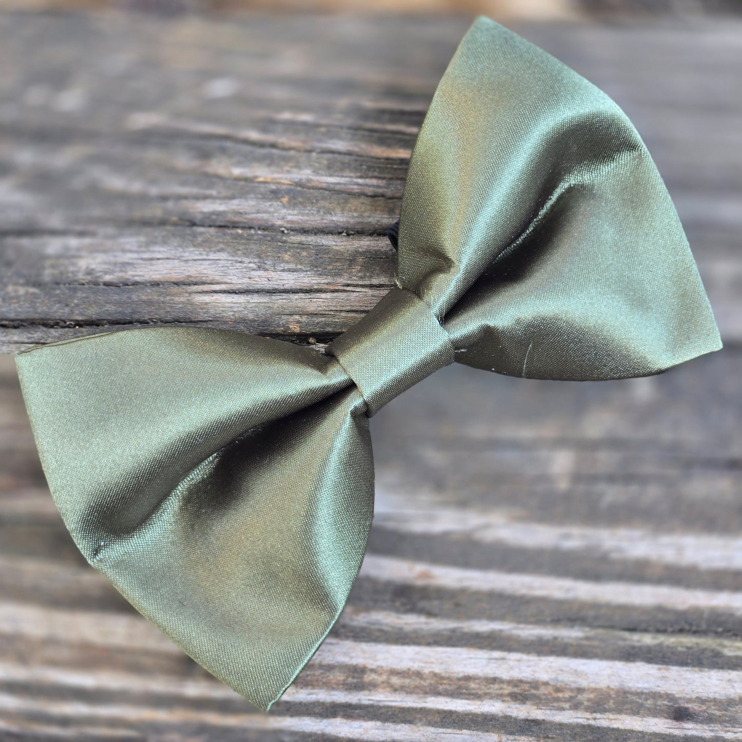 Olive Satin Dog Bow Tie