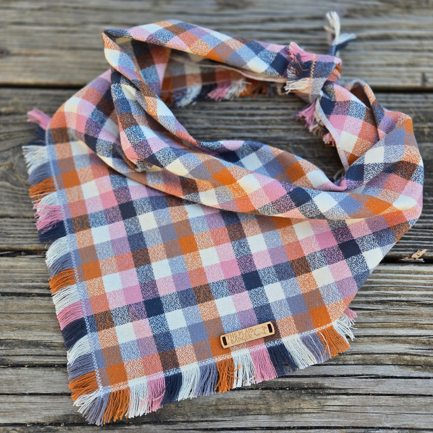 Fall Plaid Dog Bandana- Nutmeg and Rose