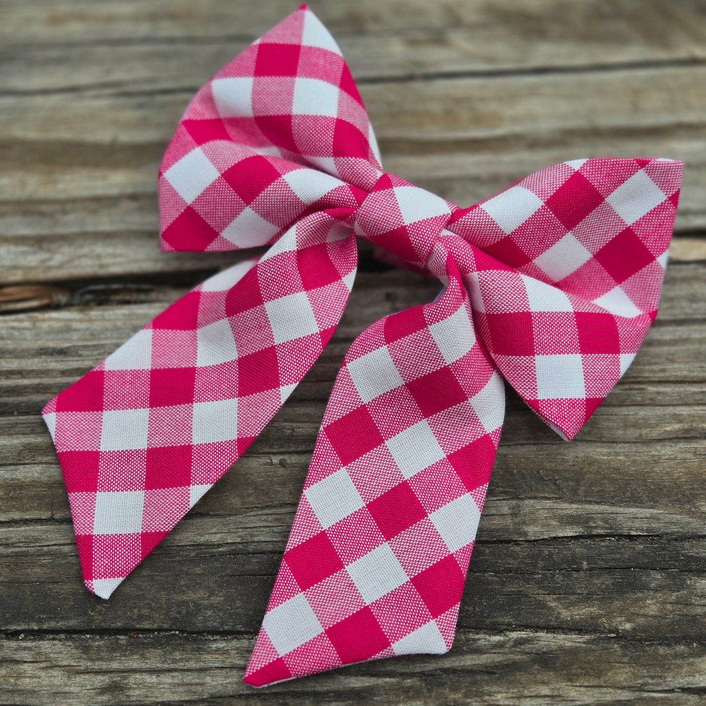 Dragon Fruit Gingham Fancy Dog Bow