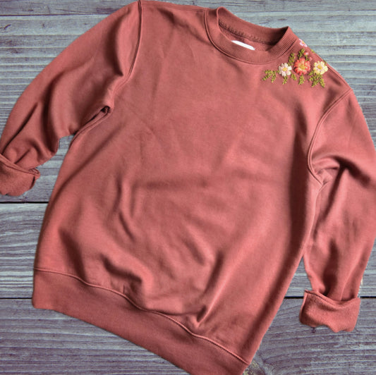 Hand Embroidered Floral Sweatshirt