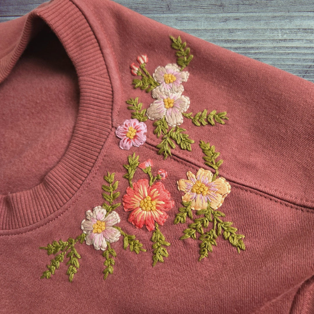 Hand Embroidered Floral Sweatshirt