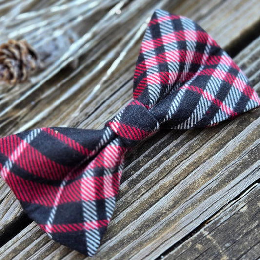 Black and Red Plaid Dog Bow Tie
