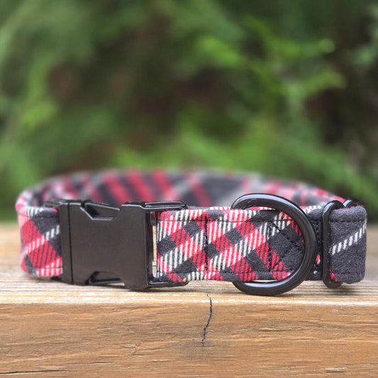 Black and Red Plaid Dog Collar
