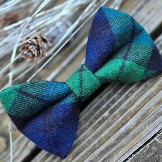 Black Watch Plaid Dog Bow Tie