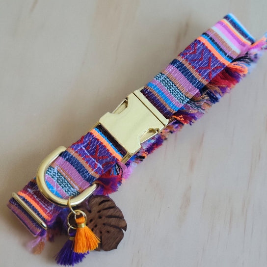 Bright Multicolor Boho Fringe Dog Collar