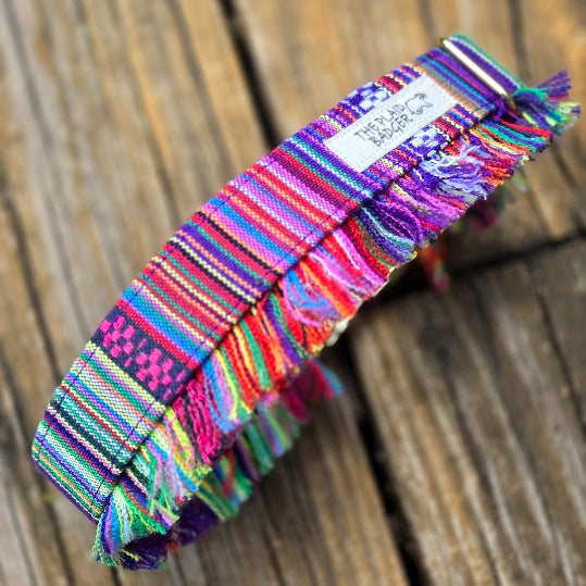Purple Multicolor Boho Fringe Dog Collar