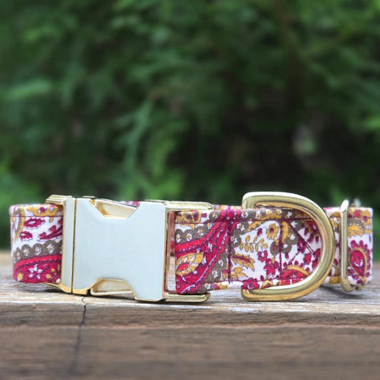 Burgundy Paisley Dog Collar