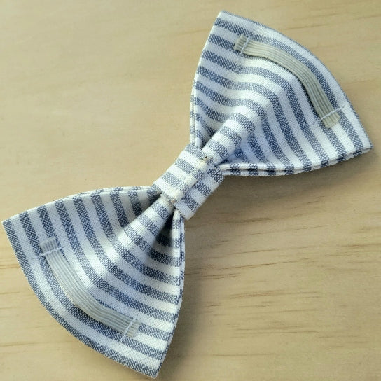 Chambray Striped Dog Bow Tie - Coastal