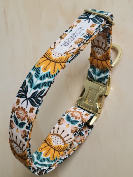 Mustard Floral Folk Dog Collar