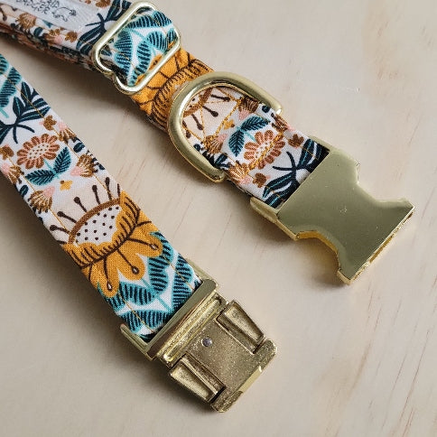 Mustard Floral Folk Dog Collar