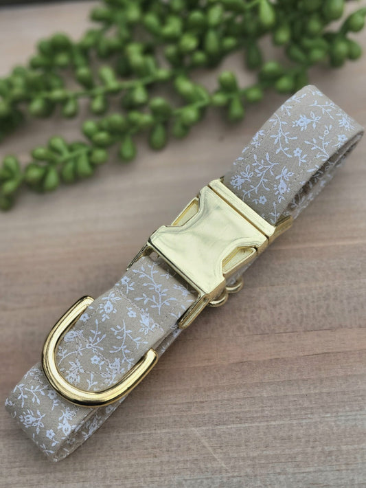 Seconds Sale - Dark Ivory Floral Dog Collar