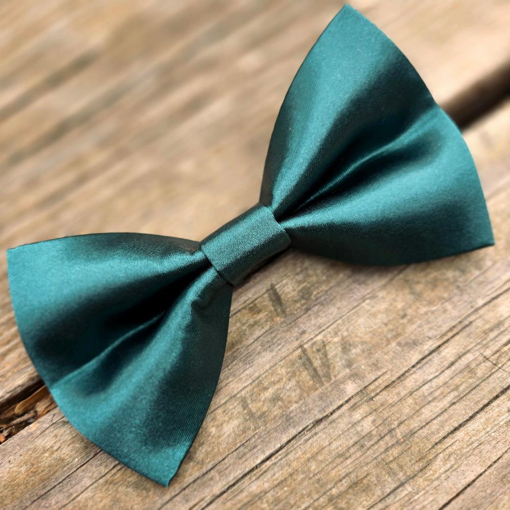 Hunter Green Satin Dog Bow Tie