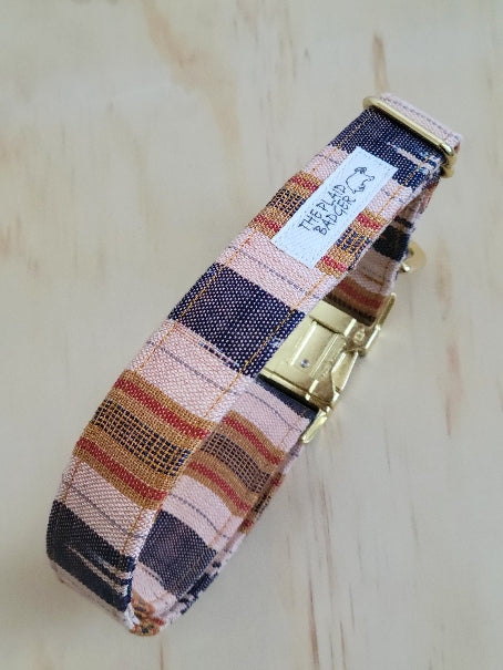 Ibiza - Navy and Mustard Ikat Dog Collar