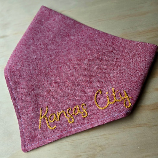 Kansas City Embroidered Dog Bandana - Red
