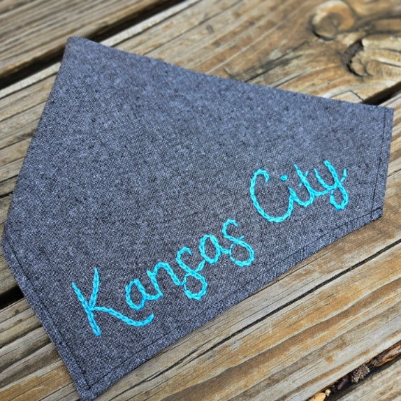 Kansas City Embroidered Dog Bandana - Black
