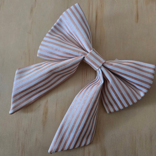 Rose Gold Striped Fancy Dog Bow