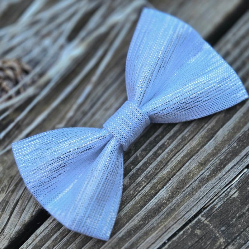 Metallic Silver Dog Bow Tie