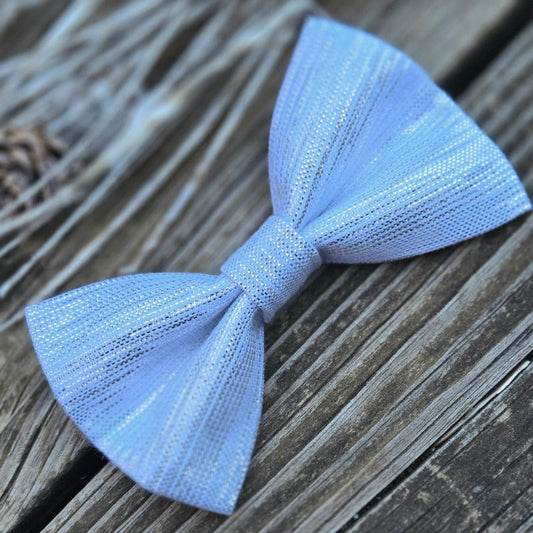 Metallic Silver Dog Bow Tie
