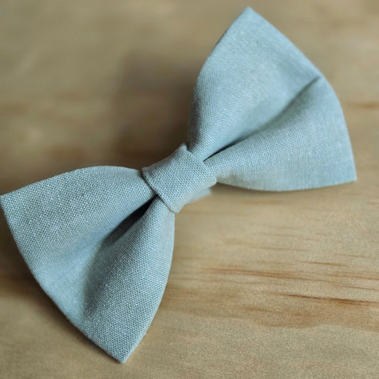 Mint Linen Dog Bow Tie