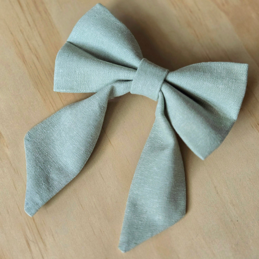 Mint Linen Fancy Dog Bow