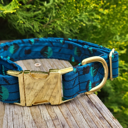Seconds Sale - Mod Teal Floral Dog Collar