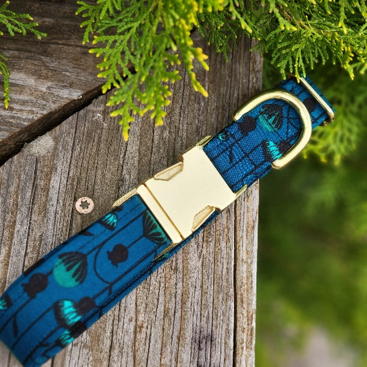 Seconds Sale - Mod Teal Floral Dog Collar