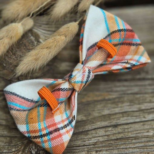 Scarecrow Plaid Dog Bow Tie