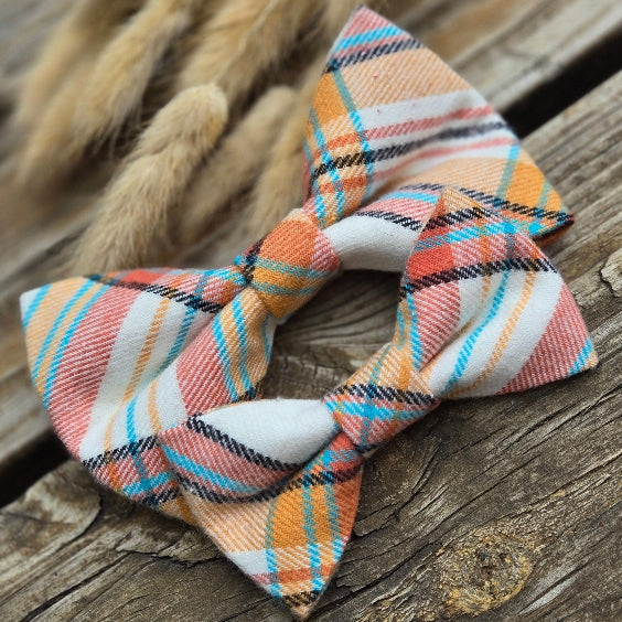 Scarecrow Plaid Dog Bow Tie