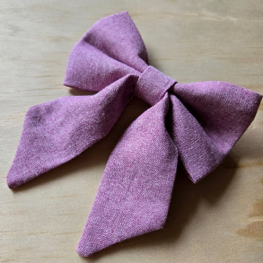 Orchid Linen Fancy Dog Bow