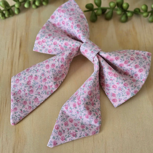 Pale Pink Roses Fancy Dog Bow