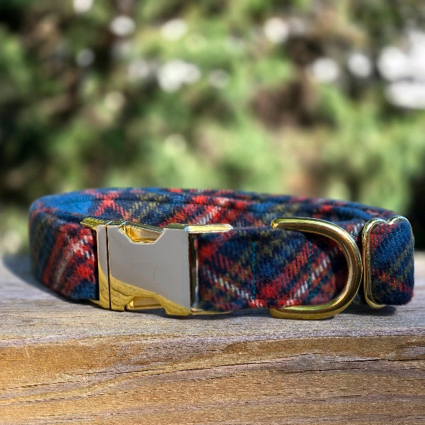 Teal Plaid Dog Collar
