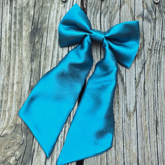 Teal Satin Hair Bow