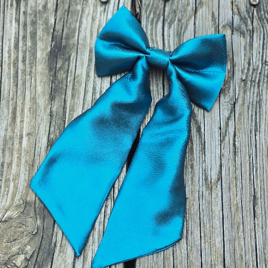 Teal Satin Hair Bow