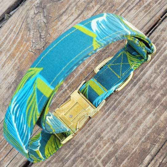 Tropical Leaves Dog Collar