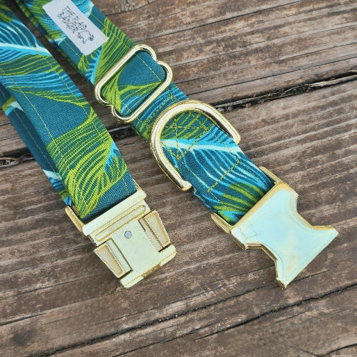 Tropical Leaves Dog Collar