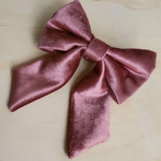 Velvet Fancy Dog Bow - Rose Gold
