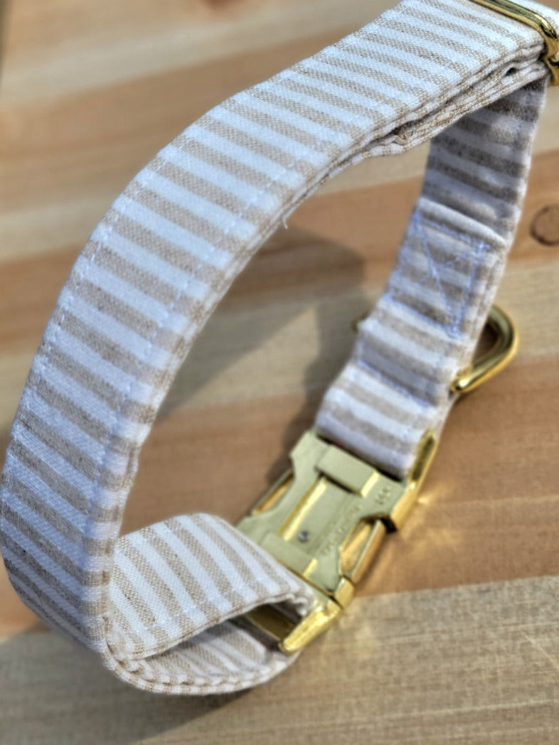 Chambray Striped Dog Collar - Sand