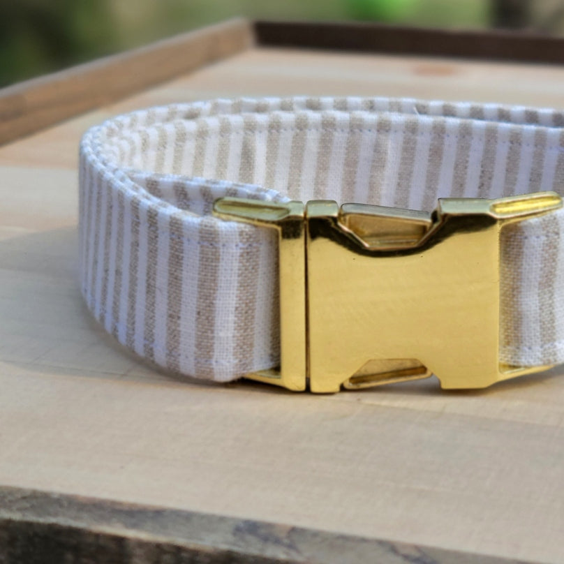 Chambray Striped Dog Collar - Sand