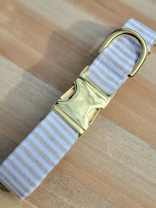 Chambray Striped Dog Collar - Sand