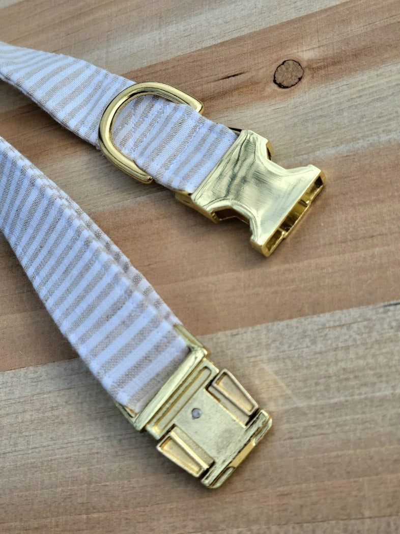 Chambray Striped Dog Collar - Sand