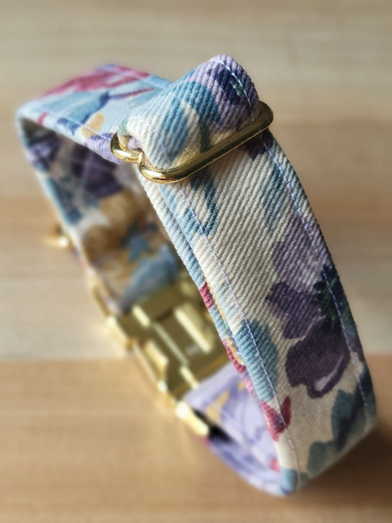 Denim Floral Dog Collar