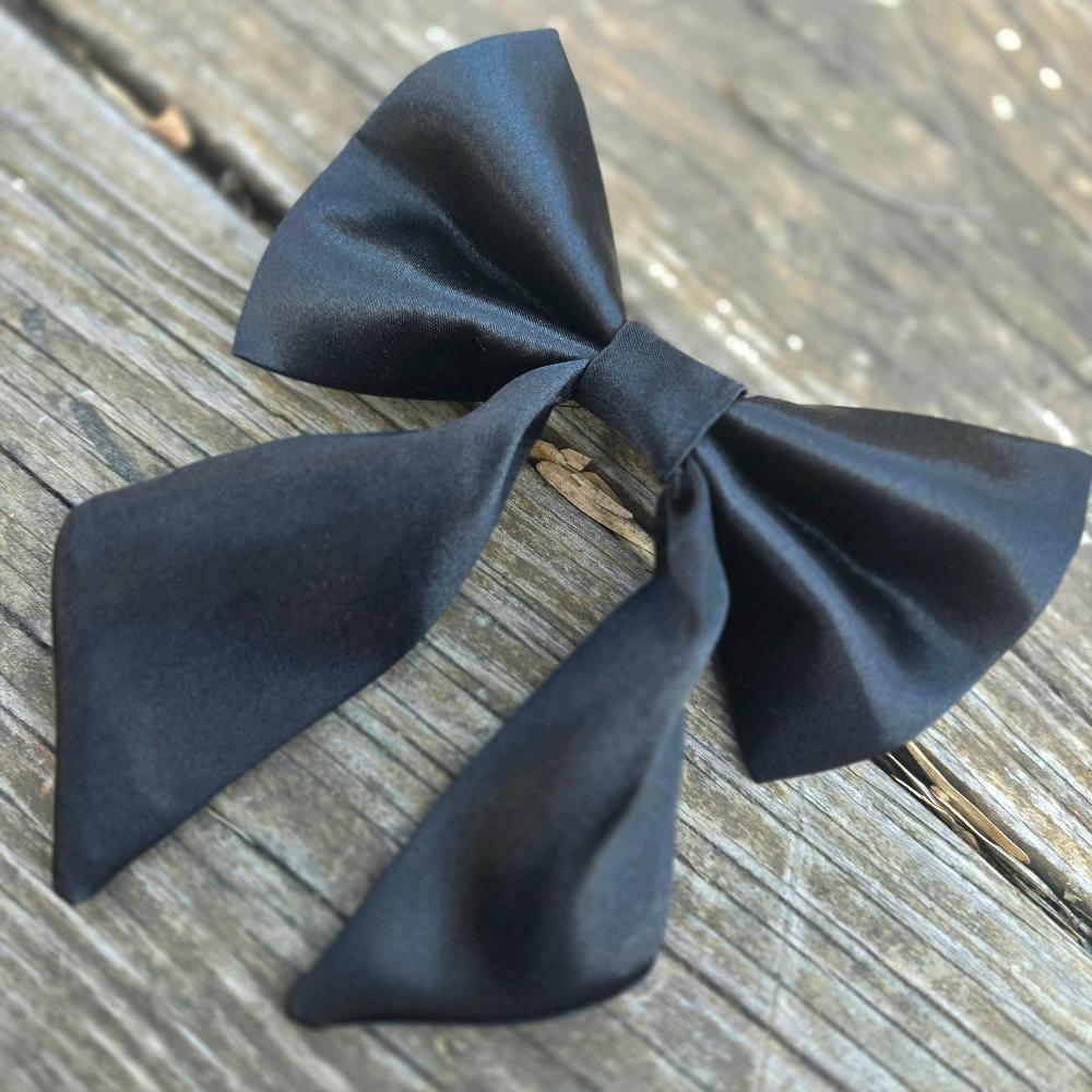 Black Satin Fancy Dog Bow