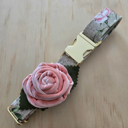 Flax and Roses Dog Collar