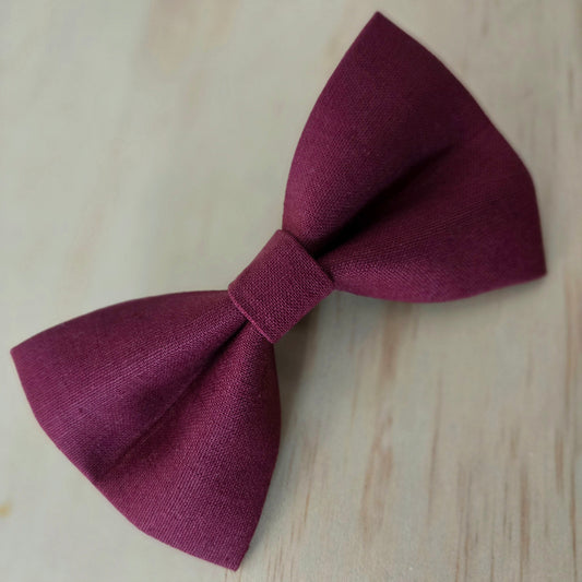 Merlot Linen Dog Bow Tie