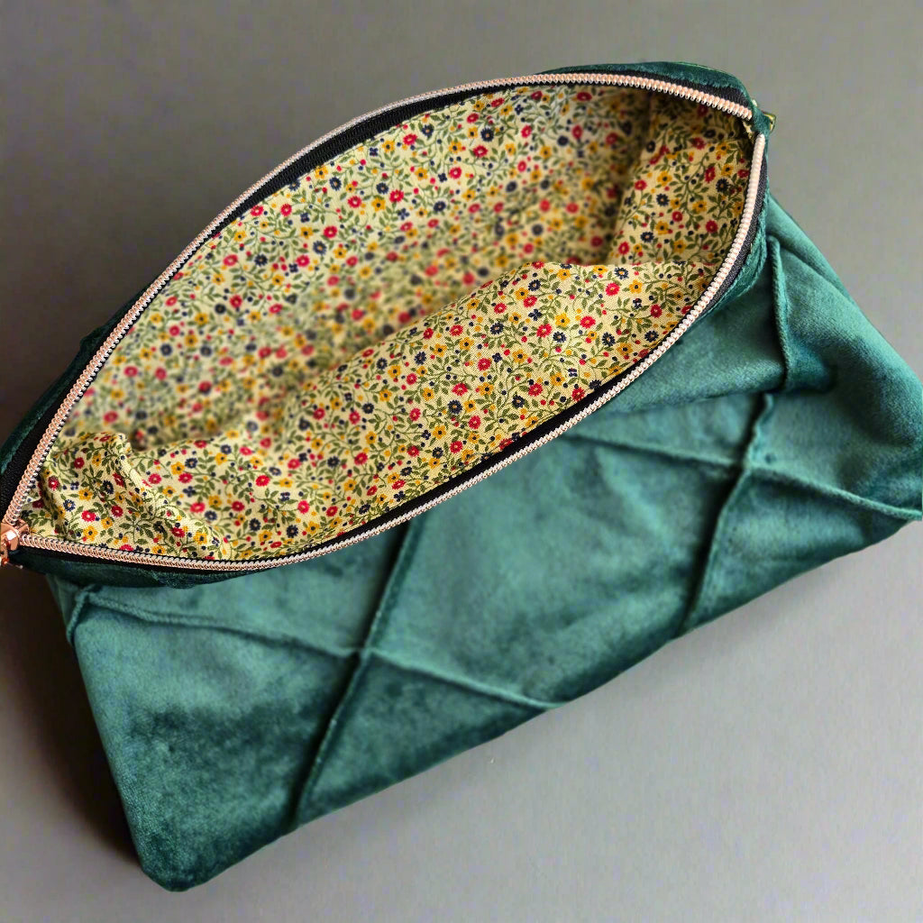 Hunter Green Velvet Clutch