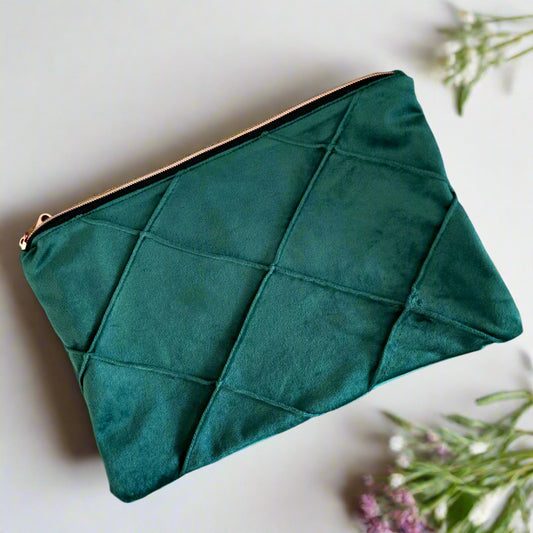 Hunter Green Velvet Clutch