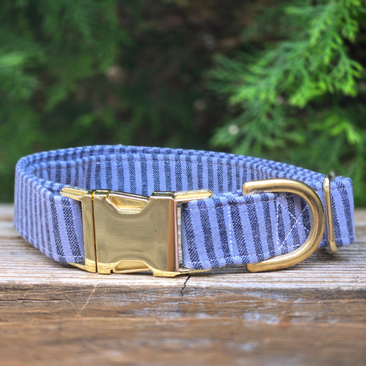Chambray Striped Dog Collar - Shoreline